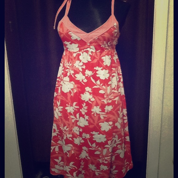 NWT VINTAGE GIRL coral flower tie strap dress