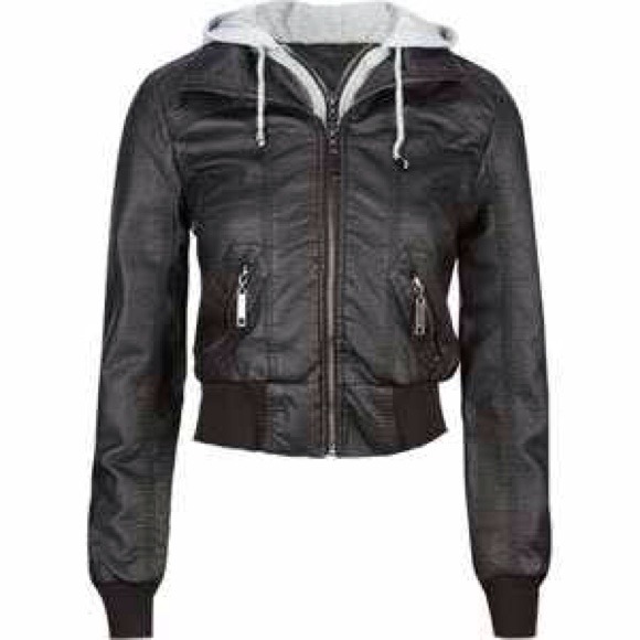 Full Tilt faux leather hoodie jacket