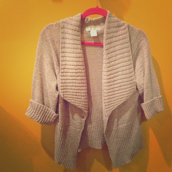 stretchy, cardigan type top.