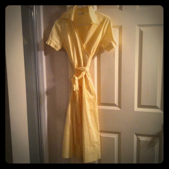 SOLD Simple yellow wrap dress