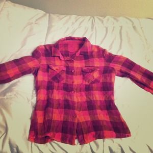 Pink and Orange Plaid Flannel