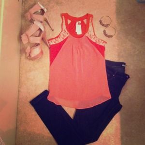Lauren Conrad coral tank top
