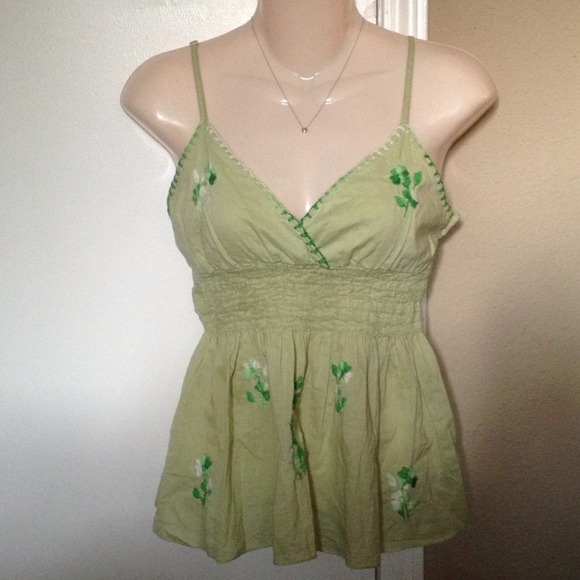 Selections Baby Doll Top w/ Embroidered Flowers...