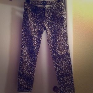 Denim leopard print skinnies