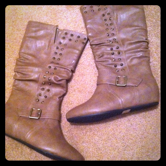 Brown studded boots