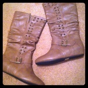 Brown studded boots