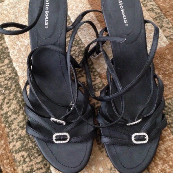 Black strappy heels