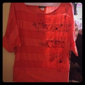 🚫SOLD🚫 Wet Seal Orange Rose XL Top