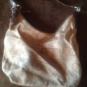 Authentic Beige and brown coach hobo purse