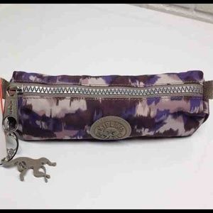 KIPLING Purple Watercolor Pencil/Cosmetic Case NEW