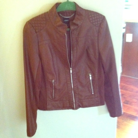 Express Jackets & Blazers - Express faux leather tan/brown jacket.