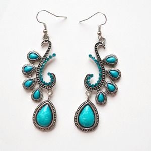 Brand New Peacock statement earrings