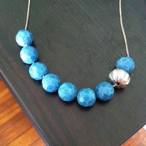 NWT Blue and silver bead necklace