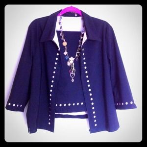 SOLD -- Black Capri suit w/ pink trim -- bundled