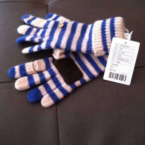 Urban outfitters trigger finger gloves creme blue