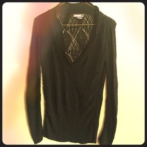 Black cotton thin knit sweater