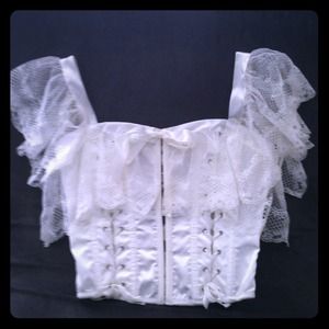 Bundle of red bra, plaid shorts and bustier.