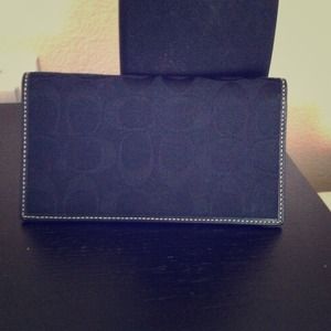 AUTHENTIC Coach Black Cloth Checkbook Cover