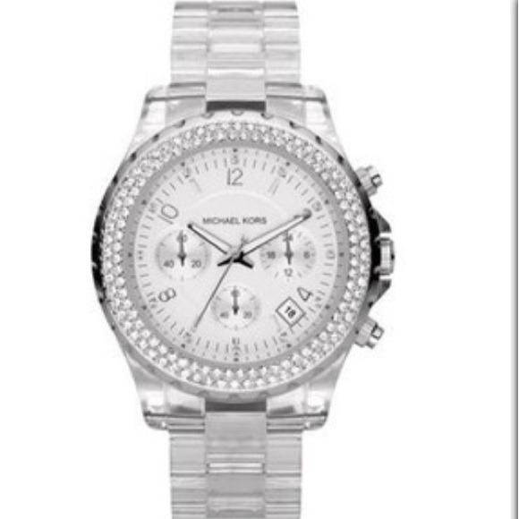 Michael Kors Clear Acrylic Glitz Watch