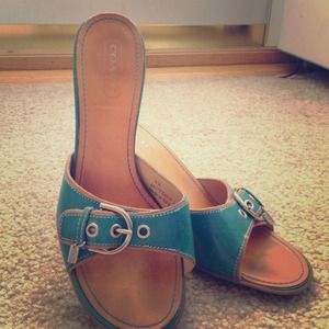 Slip on teal Coach dress shoes