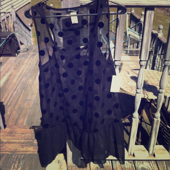 Black polka dot see through tank