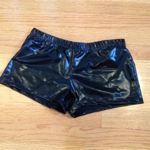 Black shiny shorts