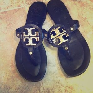 Authentic Tory Burch miller sandal with gold logo