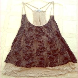 Tan & black/metallic tank top