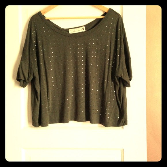 Olive Green Over Sized Crop Top