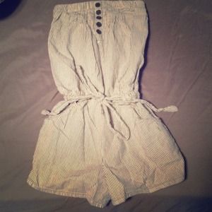 Gray and white striped romper