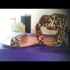 Velvet feel leopard print gladiators