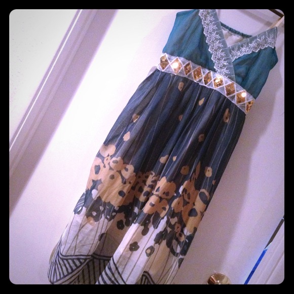 Midi Chiffon Sweetheart A Line Floral Printed Sequin Flowy Dress Forrest Green