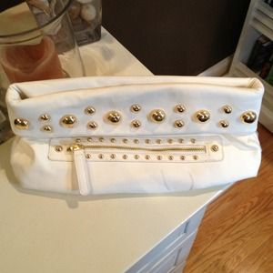 Cream Colored leather clutch