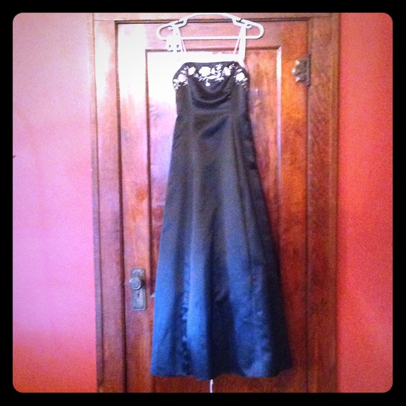 Black and light pink prom dress