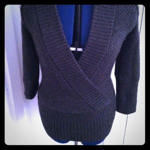 Ann Taylor Loft V-Neck Pullover Charcoal XS!