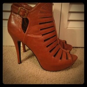 Brown leather heels