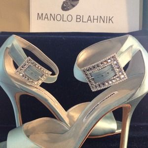 Manolo Blahnik Satin Cinderella Sandals