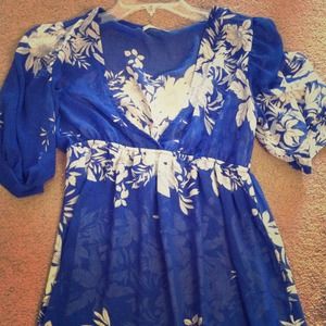 Gorgeous Sheer blue top low v-neck or short dress♥