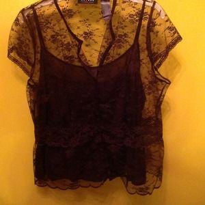 Chocolate brown lace top with brown cami.