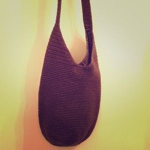 Brown, crochet cross body bag.