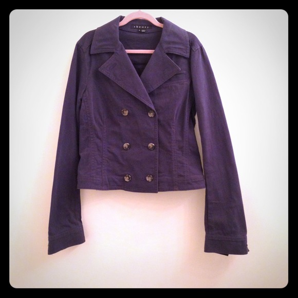 Theory Double Breasted Navy Cropped Jacket