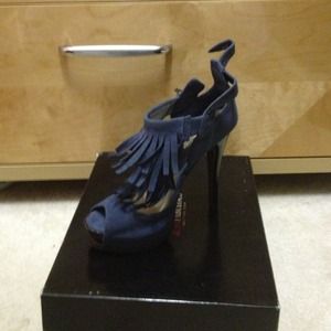 Blue suede heels