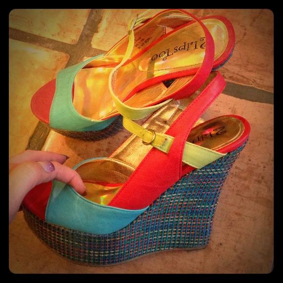 ❌SOLD❌Colorful platform wedge heels