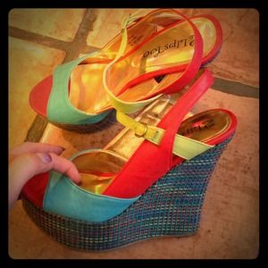 ❌SOLD❌Colorful platform wedge heels