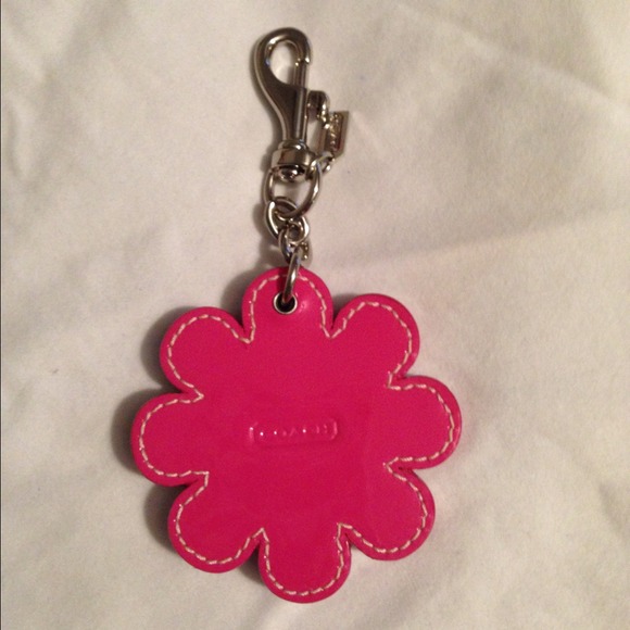 Coach Glitter & Rhinestone Flower Keychain Key FOB - Picture 3 of 4