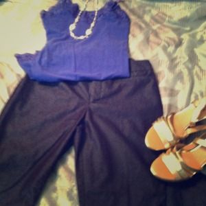 Merona size 6 cropped blue sheen pants