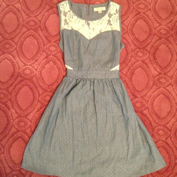 Cute little chambray and inset lace dress