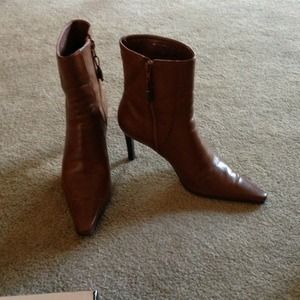 Mid-calf, 3" heel, toffee burnished calfskin boot