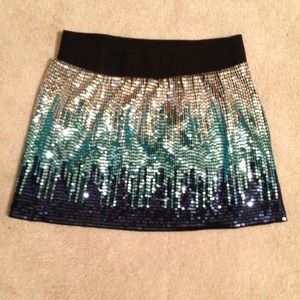 Silver and blue short Sequin skirt