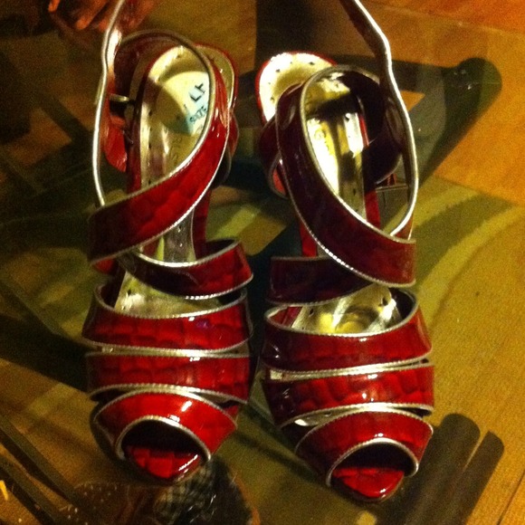 Fancy red patent leather shoe wore one time